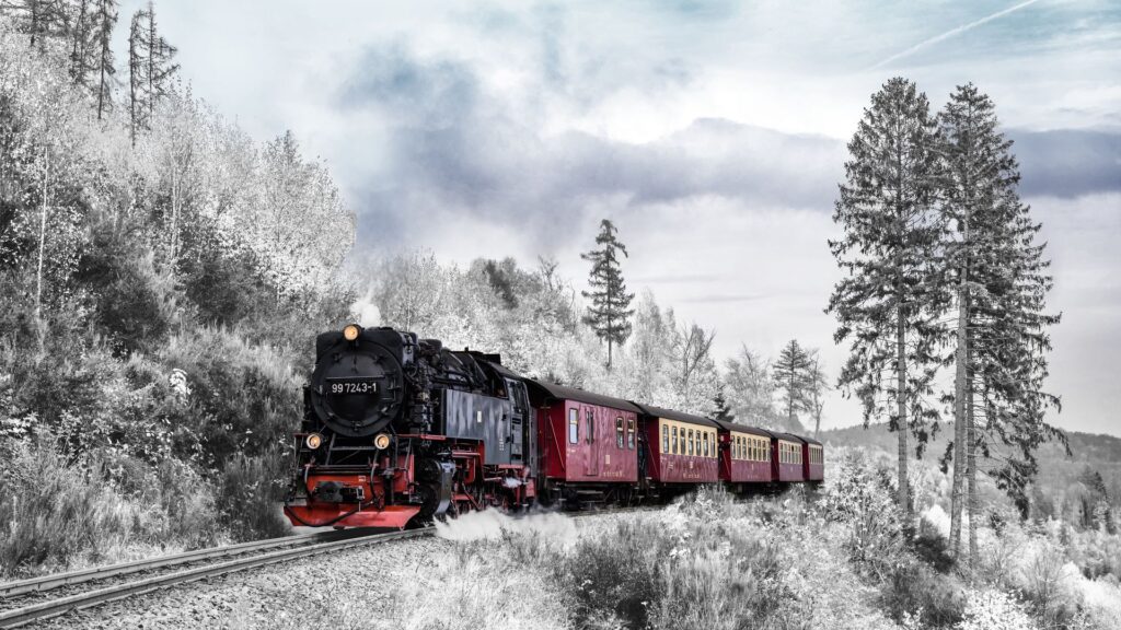 Train, Forest, Winter Wallpapers Free Download