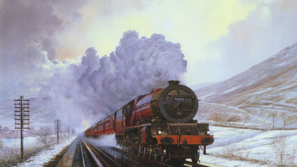 Train, Snow, Winter, Painting Wallpapers Free Download
