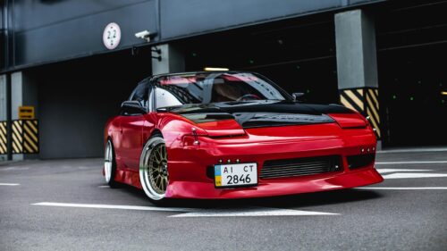 Stunning Red and Black Nissan 240SX Drift Car 4K Wallpaper