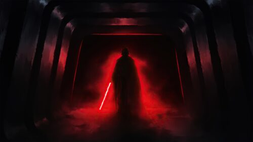 Epic Darth Vader Standing Amidst Imperial Starship Fleet 4K Desktop Wallpaper