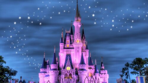 Magical Disney Castle Enchanted Evening Sky 4K Desktop Wallpaper