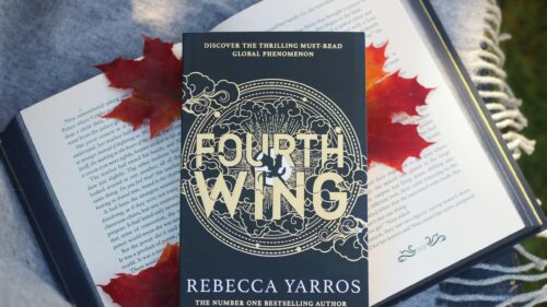 Fourth Wing Book Aesthetic with Autumn Leaves 4K Desktop Wallpaper