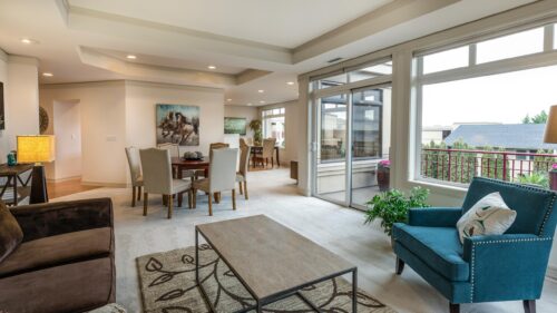 Modern Open Concept Living Room and Dining Area 4K Wallpaper