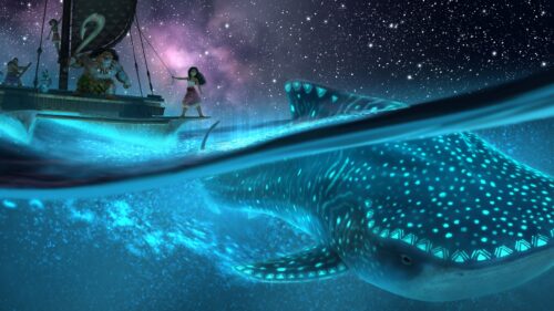 Moana and Maui Sailing Across the Pacific Ocean High Quality 4K Desktop Wallpaper