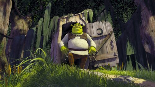 Iconic Shrek Sitting in the Swamp Sunset Artistic 4K Desktop Wallpaper