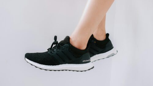 Black Adidas Ultra Boost Running Shoes 4K Desktop Wallpaper