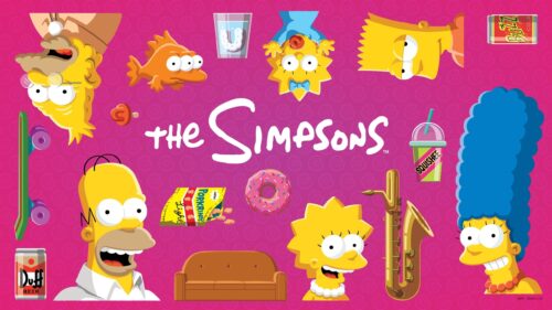 Iconic The Simpsons Family Sitting on the Famous Couch High Definition Desktop Wallpaper