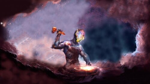 Cosmic Creator Forging the Universe Abstract Space Art 4K Wallpaper