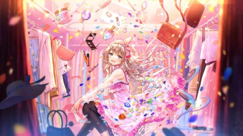 Beautiful Anime Girl in Magical Pink Closet Aesthetic 4K Wallpaper