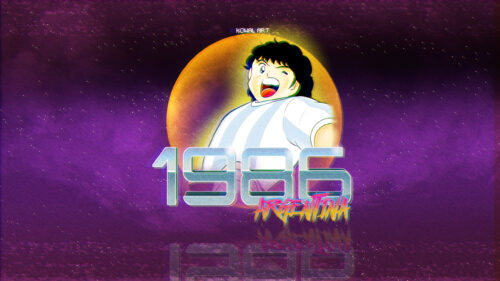 Diego Maradona Captain Tsubasa Style Retro 1986 Argentina 4K Desktop Wallpaper