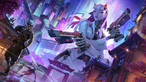 Valorant Cyberpunk Neon City Battle PC Wallpaper