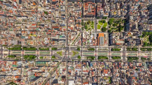 Aerial View of Buenos Aires Obelisk and 9 de Julio Avenue 4K Wallpaper