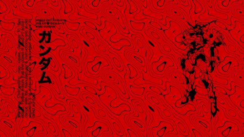 Minimalist Red Gundam Wing XXXG-01W Line Art Desktop Wallpaper