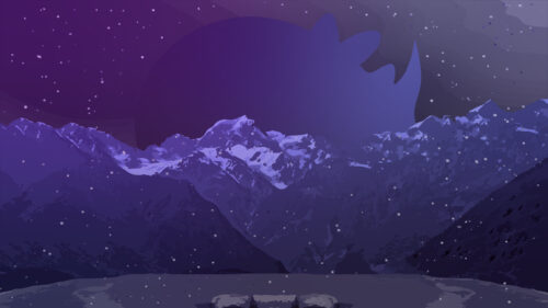 Minimalist Purple Mountain Landscape Under Night Sky PC Wallpaper