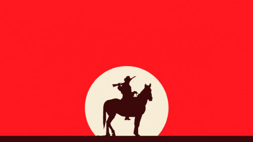 Minimalist Red Dead Redemption Cowboy Silhouette Desktop Wallpaper