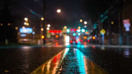 Stunning Bokeh Night City Street Lights Reflection PC Wallpaper
