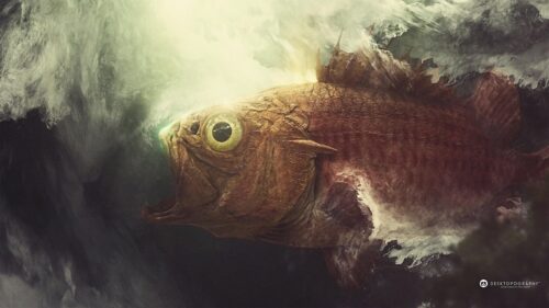Surreal Deep Sea Fish Artistic Illustration Desktop Wallpaper
