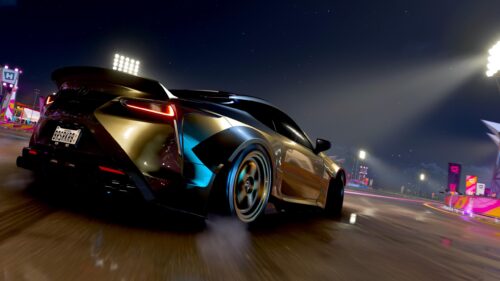 Lexus LC 500 Drift at Night Forza Horizon 5 4K Wallpaper