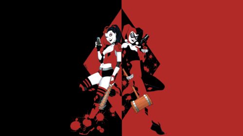 Harley Quinn Iconic Split Red and Black Comic Art 4K Wallpaper