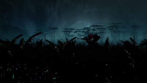 Stealth Soldier in Dark Rain Forest Alien Planet 4K Wallpaper