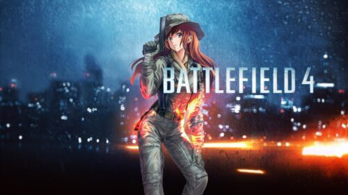 Anime Battlefield 4 Soldier Girl Rain Aesthetic PC Wallpaper