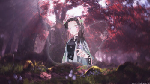 Shinobu Kocho Demon Slayer Aesthetic Forest 4K Desktop Wallpaper