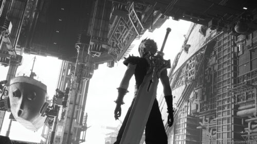 Cloud Strife Final Fantasy VII Remake Monochrome PC Wallpaper