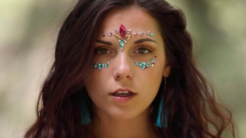 Stunning Woman with Crystal Face Gems and Bohemian Style PC Wallpaper