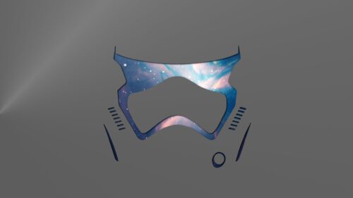 Minimalist Stormtrooper Helmet with Galaxy Nebula Fill PC Wallpaper