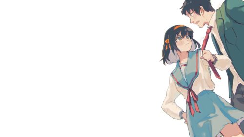 Haruhi Suzumiya and Kyon Anime Illustration High Quality 4K Desktop Wallpaper
