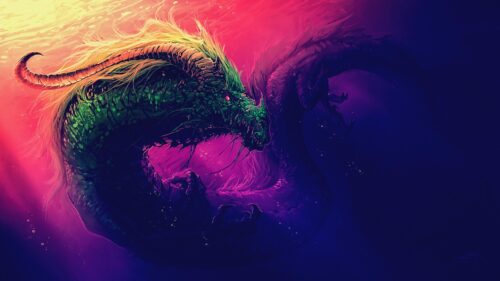 Majestic Green Dragon Artistic Illustration 4K Desktop Wallpaper