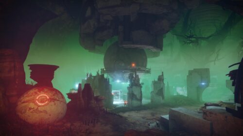 Destiny 2 Alien Landscape Green Mist Sci-Fi 4K Wallpaper