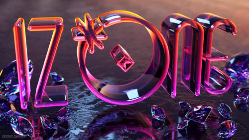 IZONE 3D Glass Typography with Sparkling Diamonds PC Wallpaper