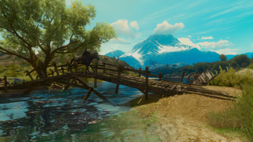 Geralt of Rivia Riding Roach The Witcher 3 Wild Hunt Scenic Desktop Wallpaper