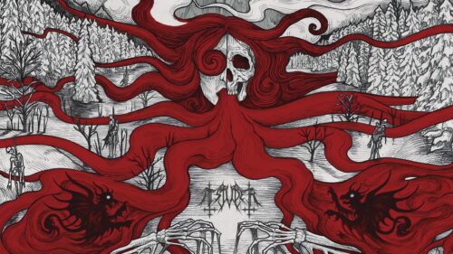 Gothic Surreal Skull and Red Hair Artistic Dark Illustration PC Wallpaper