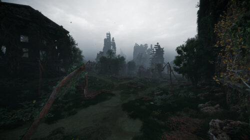 Post Apocalyptic Ruined City Overgrown Landscape Desktop Wallpaper