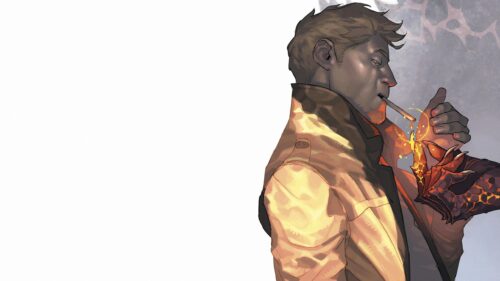John Constantine Smoking with Demonic Hand Supernatural Art 4K Wallpaper