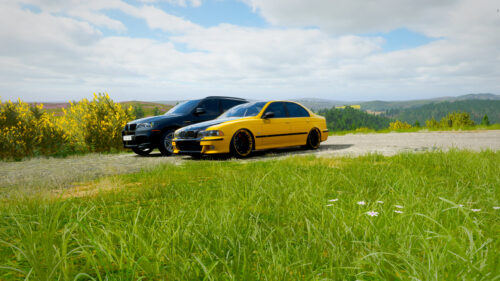 Stunning Yellow and Black BMW E39 Sedan Desktop Wallpaper