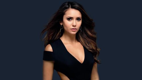 Stunning Portrait of Nina Dobrev in Elegant Black Dress 4K PC Wallpaper