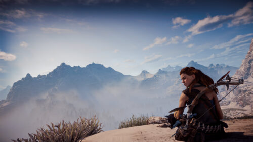 Aloy Horizon Zero Dawn Snowy Mountain Vista 4K PC Wallpaper