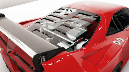Stunning Red Ferrari F40 Engine View High Performance PC Wallpaper