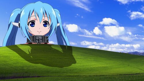 Ikaros Sora no Otoshimono Anime Girl Windows XP Hill Desktop Wallpaper