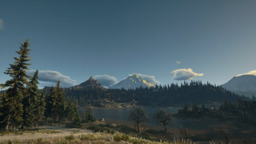 Serene Mountain Lake Landscape with Evergreen Forest PC Wallpaper
