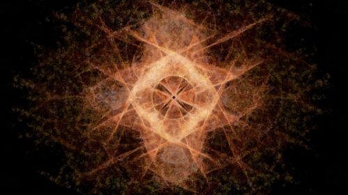 Fiery Abstract Geometric Fractal Energy 4K Wallpaper