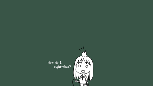 Minimalist Anime Girl Asking How To Right Click Apple PC Wallpaper