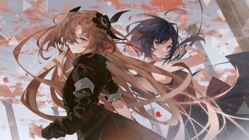 Anime Girls Brown and Black Hair Dynamic Duo 4K Desktop Wallpaper