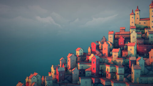 Townscaper Minimalist Architecture Pastel Cityscape 4K Wallpaper