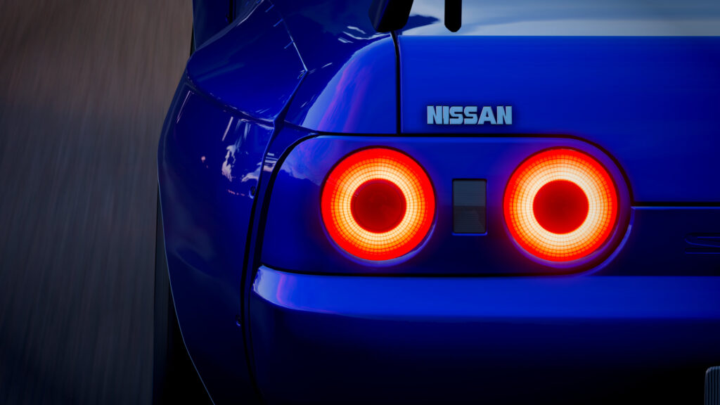 Iconic Nissan Skyline R32 GT R Blue Rear Tail Lights Desktop Wallpaper