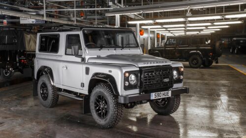 Silver Land Rover Defender 90 in Factory Assembly Line PC Wallpaper