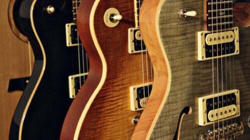 Classic Electric Guitars Side by Side Collection Desktop Wallpaper